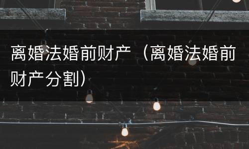 离婚法婚前财产（离婚法婚前财产分割）