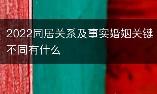 2022同居关系及事实婚姻关键不同有什么