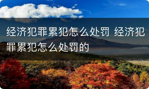 经济犯罪累犯怎么处罚 经济犯罪累犯怎么处罚的