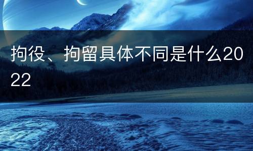 拘役、拘留具体不同是什么2022