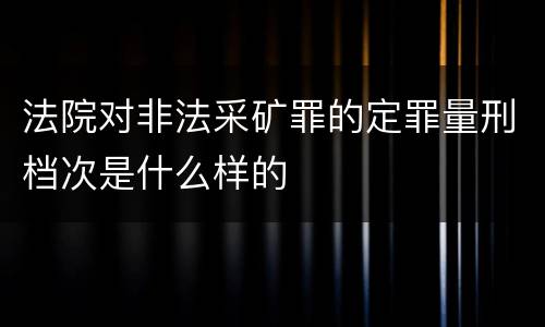 法院对非法采矿罪的定罪量刑档次是什么样的