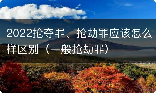 2022抢夺罪、抢劫罪应该怎么样区别（一般抢劫罪）