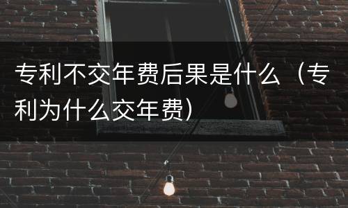 专利不交年费后果是什么（专利为什么交年费）