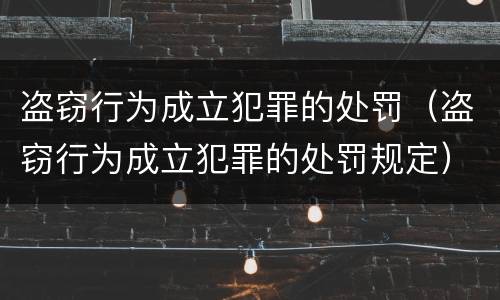 盗窃行为成立犯罪的处罚(盗窃行为成立犯罪的处罚规定)