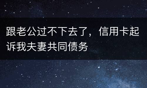 跟老公过不下去了，信用卡起诉我夫妻共同债务