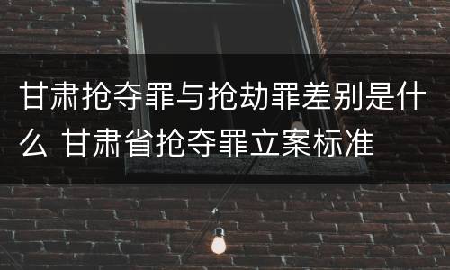 甘肃抢夺罪与抢劫罪差别是什么 甘肃省抢夺罪立案标准