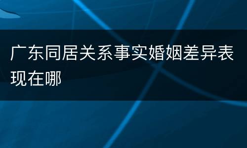 广东同居关系事实婚姻差异表现在哪