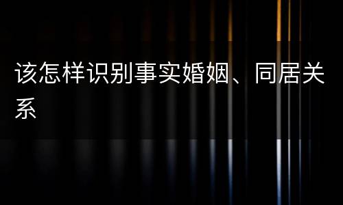该怎样识别事实婚姻、同居关系