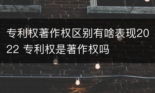 专利权著作权区别有啥表现2022 专利权是著作权吗