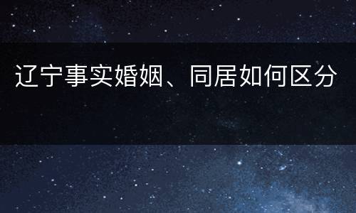 辽宁事实婚姻、同居如何区分