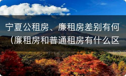宁夏公租房、廉租房差别有何（廉租房和普通租房有什么区别）
