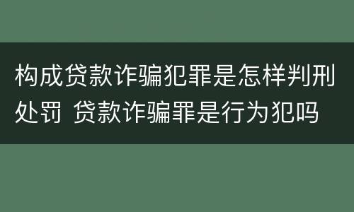 构成贷款诈骗犯罪是怎样判刑处罚 贷款诈骗罪是行为犯吗