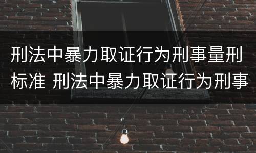 刑法中暴力取证行为刑事量刑标准 刑法中暴力取证行为刑事量刑标准是什么