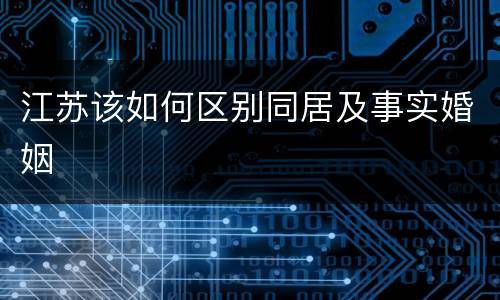 江苏该如何区别同居及事实婚姻