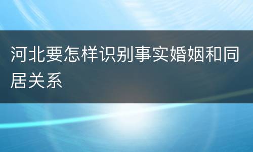 河北要怎样识别事实婚姻和同居关系