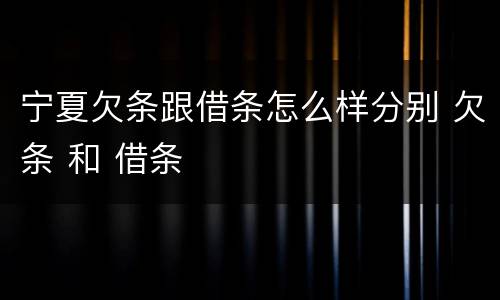 宁夏欠条跟借条怎么样分别 欠条 和 借条