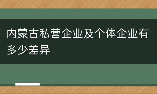 内蒙古私营企业及个体企业有多少差异