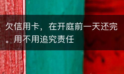 欠信用卡，在开庭前一天还完。用不用追究责任