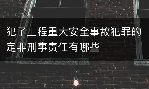 犯了工程重大安全事故犯罪的定罪刑事责任有哪些
