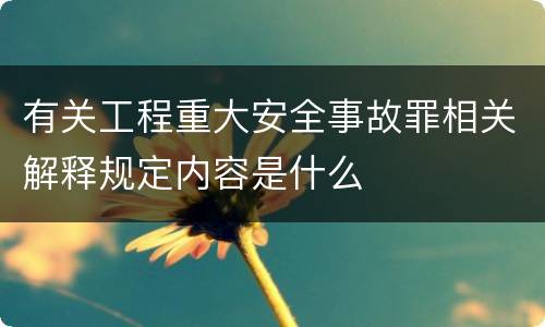 有关工程重大安全事故罪相关解释规定内容是什么