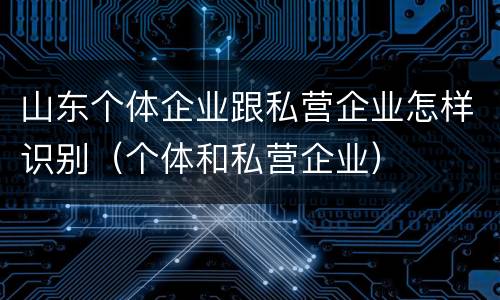 山东个体企业跟私营企业怎样识别（个体和私营企业）