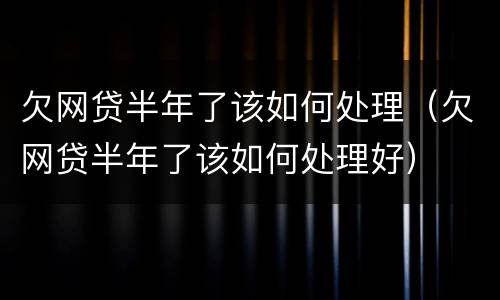欠网贷半年了该如何处理（欠网贷半年了该如何处理好）