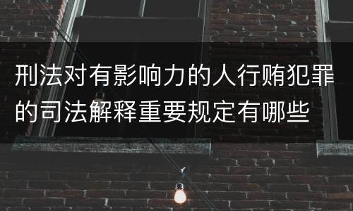 刑法对有影响力的人行贿犯罪的司法解释重要规定有哪些