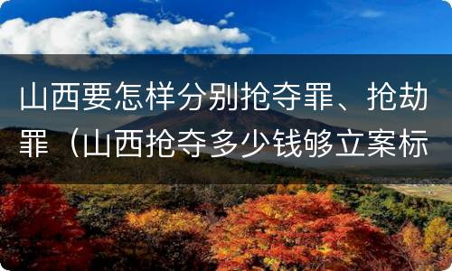 山西要怎样分别抢夺罪、抢劫罪（山西抢夺多少钱够立案标准）