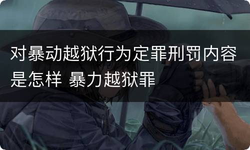 对暴动越狱行为定罪刑罚内容是怎样 暴力越狱罪