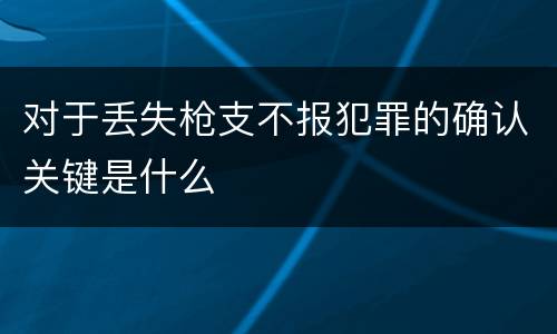 对于丢失枪支不报犯罪的确认关键是什么