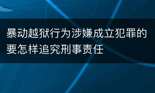暴动越狱行为涉嫌成立犯罪的要怎样追究刑事责任