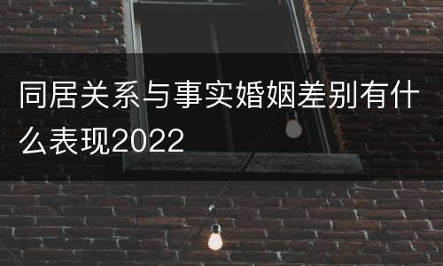 同居关系与事实婚姻差别有什么表现2022