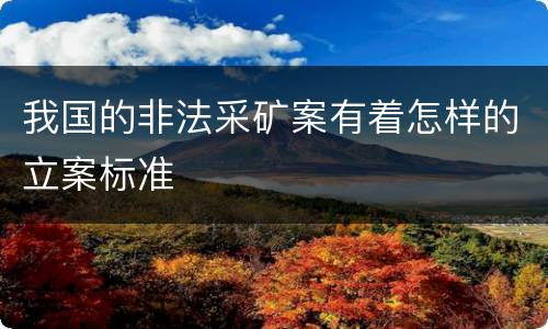 我国的非法采矿案有着怎样的立案标准