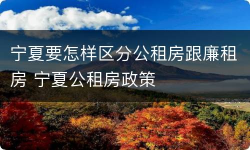 宁夏要怎样区分公租房跟廉租房 宁夏公租房政策