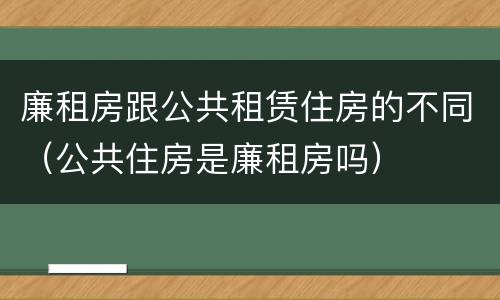 廉租房跟公共租赁住房的不同（公共住房是廉租房吗）