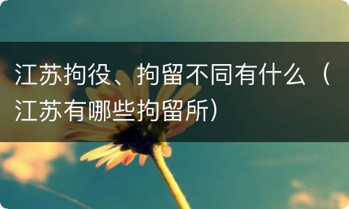 江苏拘役、拘留不同有什么（江苏有哪些拘留所）