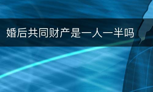 婚后共同财产是一人一半吗