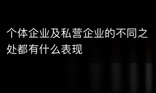 个体企业及私营企业的不同之处都有什么表现