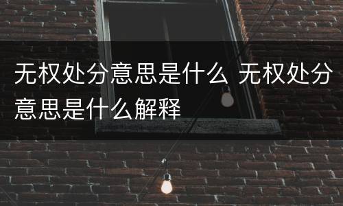 无权处分意思是什么 无权处分意思是什么解释