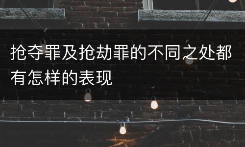 抢夺罪及抢劫罪的不同之处都有怎样的表现