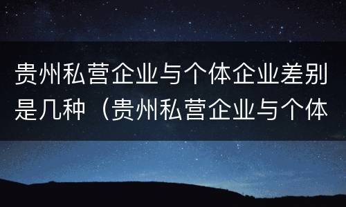 贵州私营企业与个体企业差别是几种（贵州私营企业与个体企业差别是几种类型）