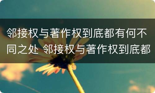 邻接权与著作权到底都有何不同之处 邻接权与著作权到底都有何不同之处在于