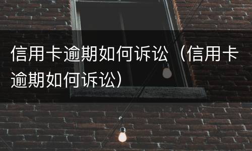 信用卡逾期如何诉讼（信用卡逾期如何诉讼）