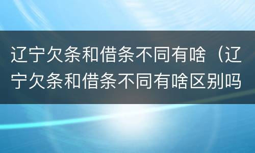 辽宁欠条和借条不同有啥（辽宁欠条和借条不同有啥区别吗）