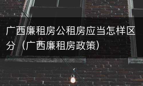 广西廉租房公租房应当怎样区分（广西廉租房政策）