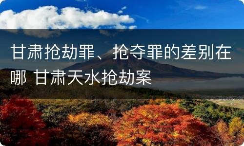 甘肃抢劫罪、抢夺罪的差别在哪 甘肃天水抢劫案