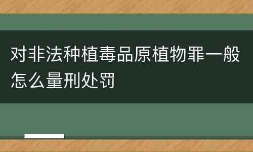 对非法种植毒品原植物罪一般怎么量刑处罚