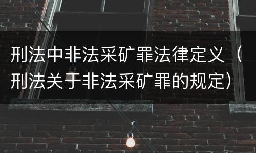 刑法中非法采矿罪法律定义（刑法关于非法采矿罪的规定）
