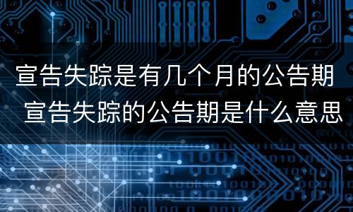 宣告失踪是有几个月的公告期 宣告失踪的公告期是什么意思