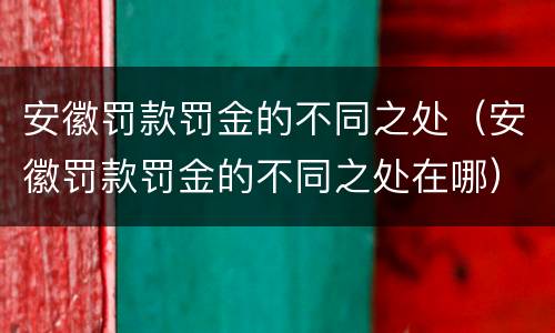 安徽罚款罚金的不同之处（安徽罚款罚金的不同之处在哪）